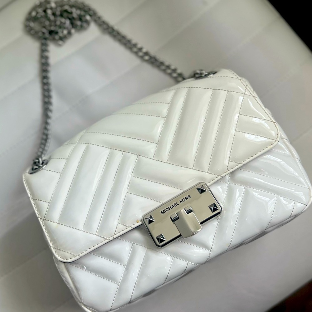 Michael Kors Quilted White Cross Body Purse
